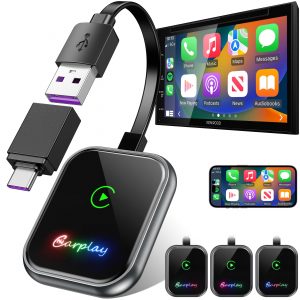 Wireless Carplay Adapter for Apple, 2025 Wired to Wireless Bluetooth Carplay Adapter,for Magic Link Box Car Play Dongle for iOS10+ for Car Model 2016+, Support USB and Type-C Interface